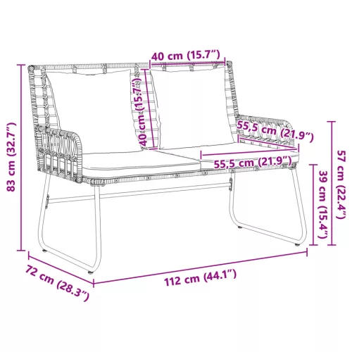  Kert étkező szett 3 pcs Fekete, Antracitszürke 113 x 69 x 83 cm