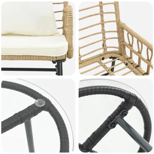  Kert étkező szett 3 pcs Fekete, Antracitszürke 35 x 35 x 45 cm