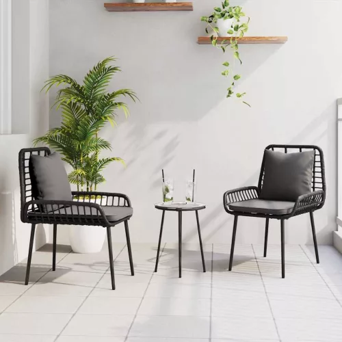  Kert étkező szett 3 pcs Fekete, Antracit 35 x 35 x 45 cm