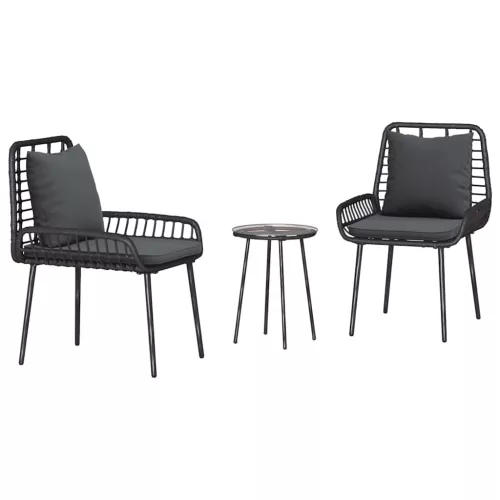  Kert étkező szett 3 pcs Fekete, Antracit 35 x 35 x 45 cm