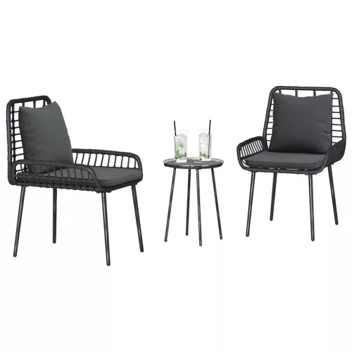  Kert étkező szett 3 pcs Fekete, Antracit 35 x 35 x 45 cm