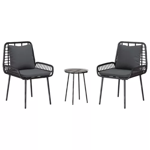  Kert étkező szett 3 pcs Fekete, Antracit 35 x 35 x 45 cm