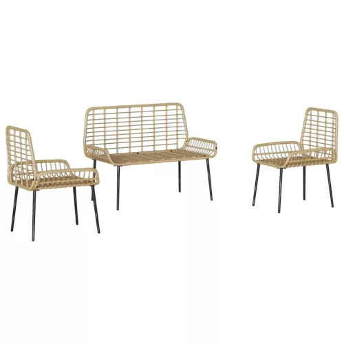  Kert étkező szett 3 pcs Fekete, Antracit 109 x 63 x 83 cm