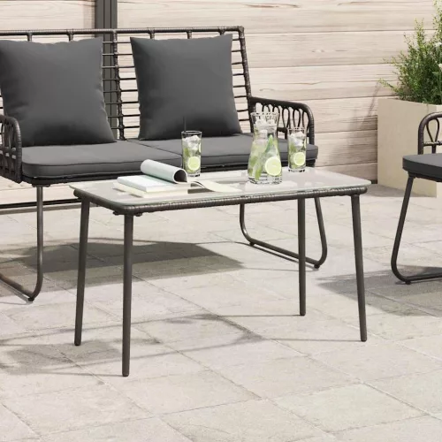  Kerti Asztal Fekete 80 x 40 x 45 cm Poli rattan