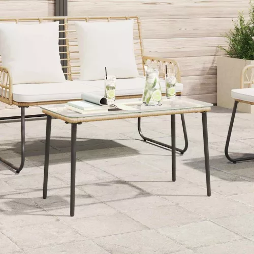  Kerti Asztal Természetes 80 x 40 x 45 cm Poli rattan