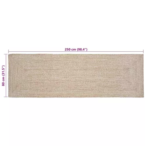  Szőnyeg Természetes és fehér 80 x 250 cm Juta