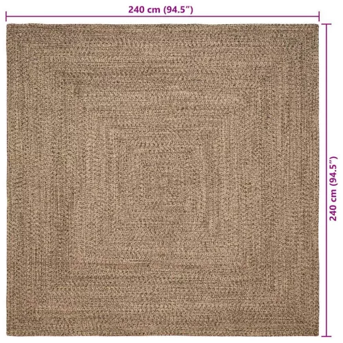  Szőnyeg Kosárfonás Természetes és fekete 240 x 240 cm Juta