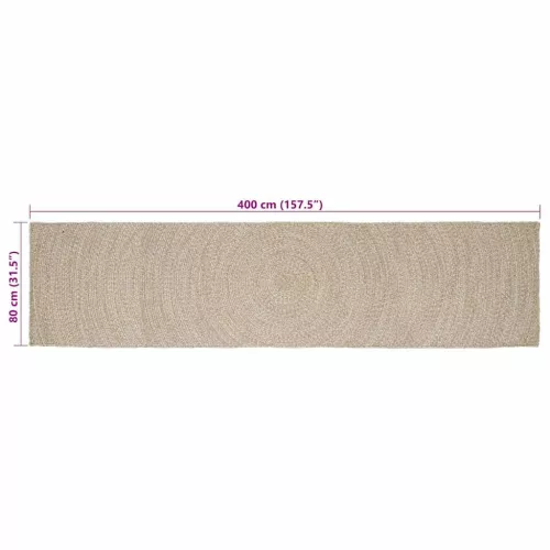  Szőnyeg Természetes és Fehér 80 x 400 cm Juta