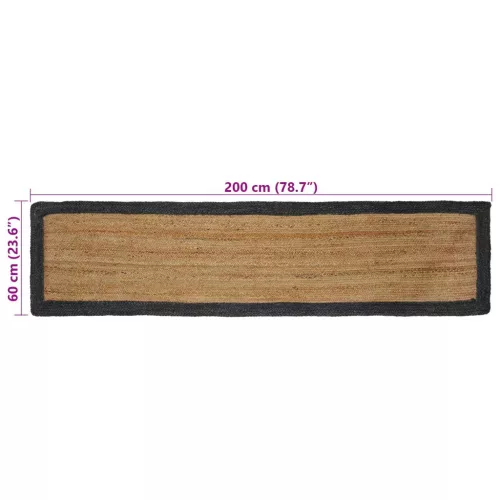  Területszőnyegek Természetes és Sötétszürke 60 x 200 cm Juta