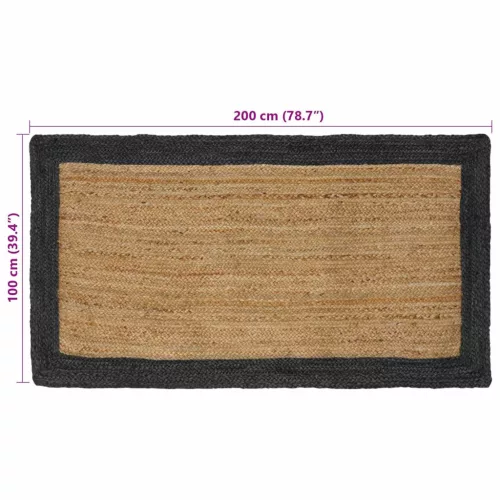  Területszőnyegek Természetes és Sötétszürke 100 x 200 cm Juta