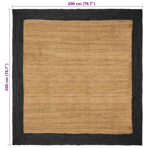  Területszőnyegek Természetes és Sötétszürke 200 x 200 cm Juta