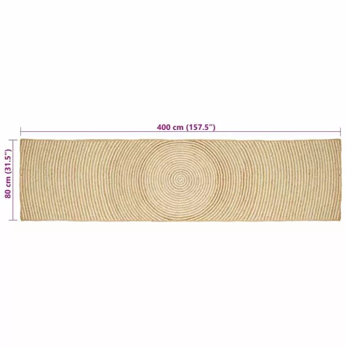  Szőnyeg Természetes és Fehér 80 x 400 cm Juta