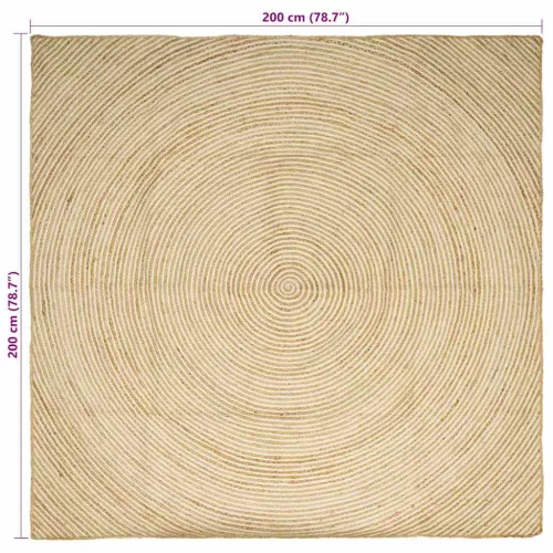  Szőnyeg Természetes és Fehér 200 x 200 cm Juta