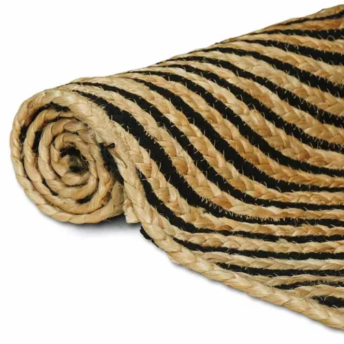  Szőnyeg Természetes és fekete 80 x 300 cm Juta