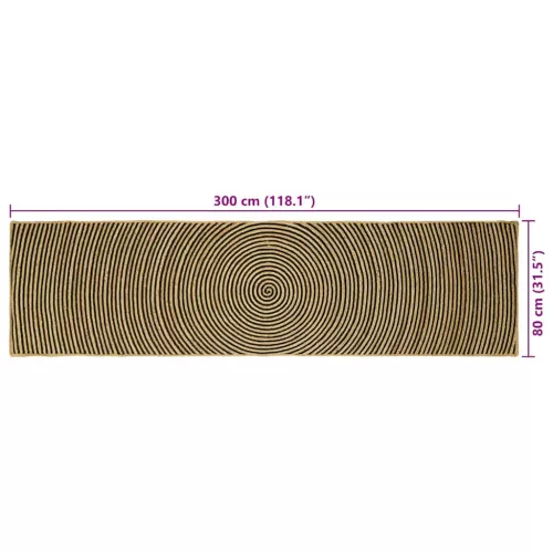  Szőnyeg Természetes és fekete 80 x 300 cm Juta