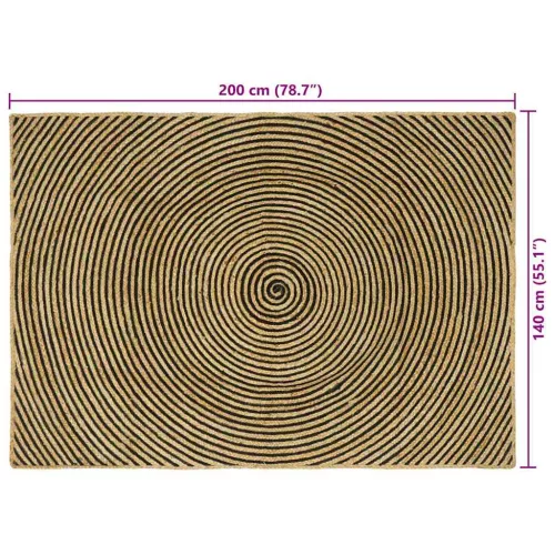  Szőnyeg Természetes és fekete 140 x 200 cm Juta
