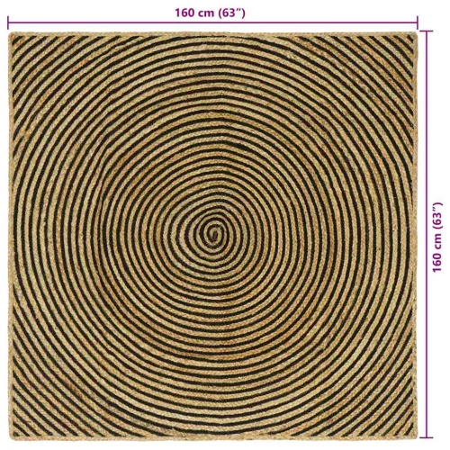  Szőnyeg Természetes és fekete 160 x 160 cm Juta