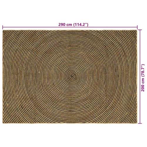  Szőnyeg Természetes és fekete 200 x 290 cm Juta