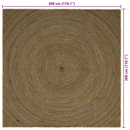  Szőnyeg Természetes és fekete 300 x 300 cm Juta