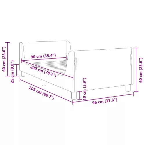  Gyerekágy kerettel Rendőrségi kék 90 x 200 cm Bársony