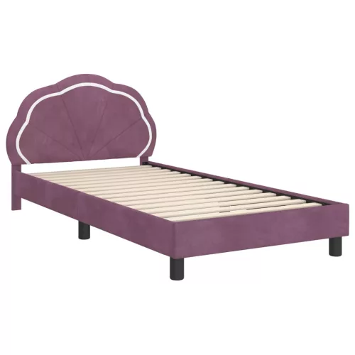  Gyerekágy kerettel fejtámlával Lila 80 x 200 cm Bársony