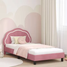    Gyerekágy kerettel fejtámlával Rózsaszín 90 x 190 cm Bársony