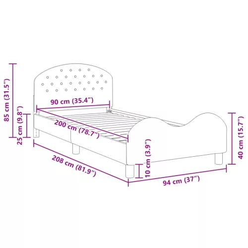  Gyerekágy kerettel fejtámlával Rózsaszín 90 x 200 cm Bársony
