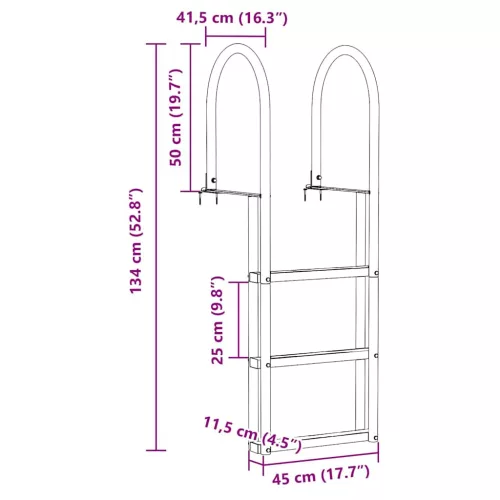  Dokklétra Ezüst 45 x 11.5 x 134 cm Alumínium