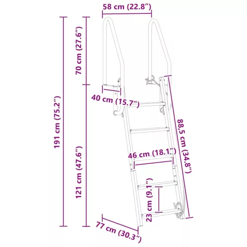  Dokklétra Egyéb Ezüst 58 x 77 x 191 cm Alumínium
