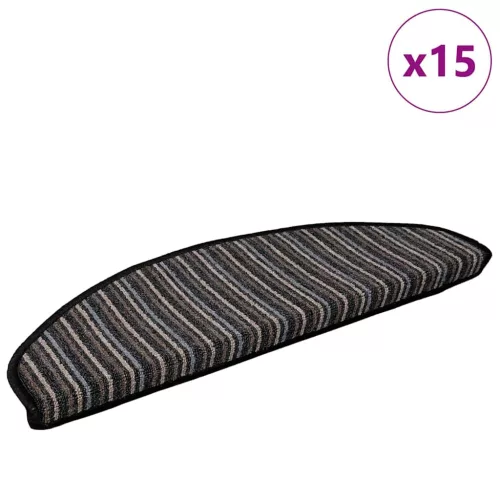  Öntapadós lépcsőszőnyegek 15 pcs Antracit 65 x 21 x 4 cm
