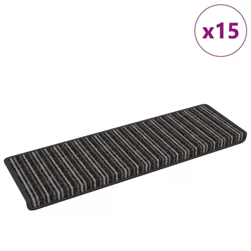  Öntapadós lépcsőszőnyegek Csíkos 15 pcs Antracit 65 x 21 x 4 cm