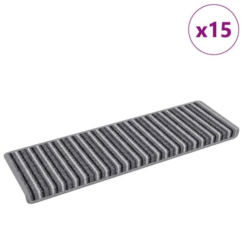  Öntapadós lépcsőszőnyegek Csíkos 15 pcs Szürke 65 x 21 x 4 cm