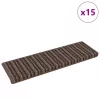 Öntapadós lépcsőszőnyegek Csíkos 15 pcs Barna 65 x 21 x 4 cm