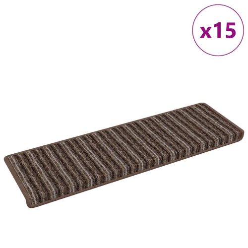  Öntapadós lépcsőszőnyegek Csíkos 15 pcs Barna 65 x 21 x 4 cm