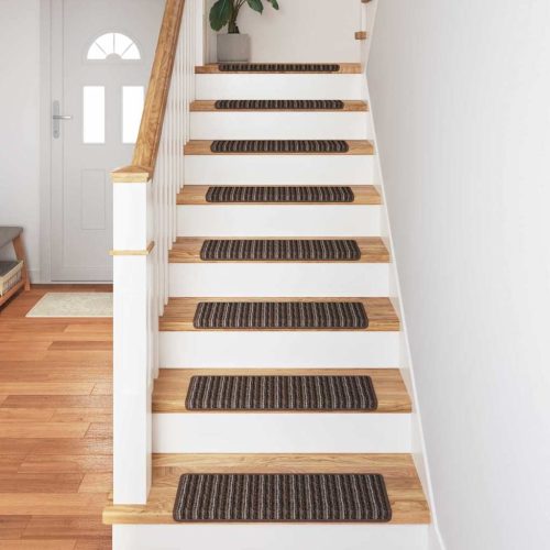  Öntapadós lépcsőszőnyegek Csíkos 15 pcs Barna 65 x 21 x 4 cm