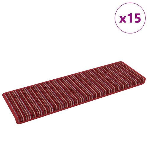 Öntapadós lépcsőszőnyegek Csíkos 15 pcs Piros 65 x 21 x 4 cm