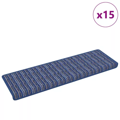  Öntapadós lépcsőszőnyegek Csíkos 15 pcs Kék 65 x 21 x 4 cm