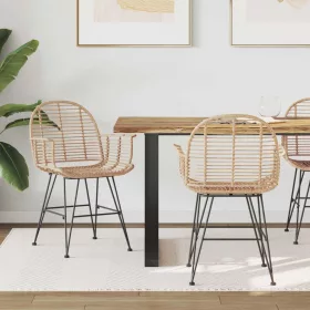    Étkezőszék 2 pcs Természetes 44 x 44 x 74 cm Rattan és Vas