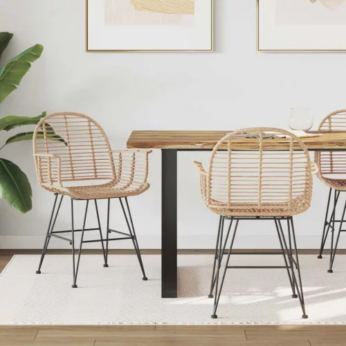  Étkezőszék 2 pcs Természetes 44 x 44 x 74 cm Rattan és Vas