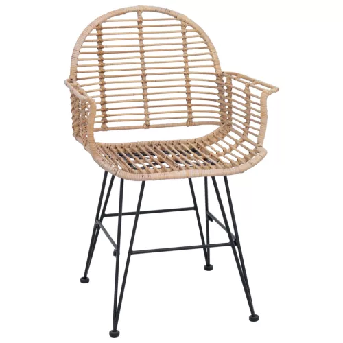  Étkezőszék 2 pcs Természetes 44 x 44 x 74 cm Rattan és Vas