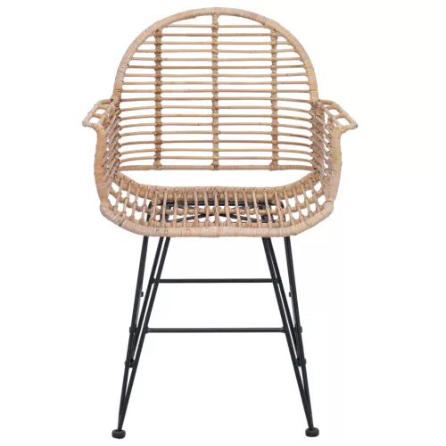  Étkezőszék 2 pcs Természetes 44 x 44 x 74 cm Rattan és Vas