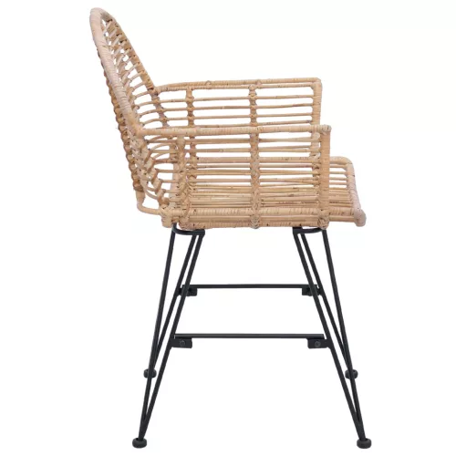  Étkezőszék 2 pcs Természetes 44 x 44 x 74 cm Rattan és Vas