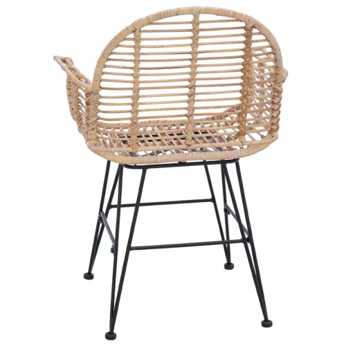  Étkezőszék 2 pcs Természetes 44 x 44 x 74 cm Rattan és Vas