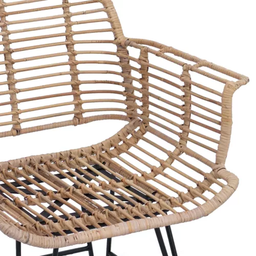  Étkezőszék 2 pcs Természetes 44 x 44 x 74 cm Rattan és Vas