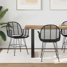  Étkezőszék 2 pcs Rattan és Vas Fekete 57 x 55 x 85 cm