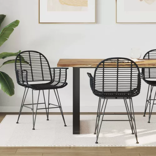  Étkezőszék 2 pcs Rattan és Vas Fekete 57 x 55 x 85 cm