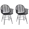  Étkezőszék 2 pcs Rattan és Vas Fekete 57 x 55 x 85 cm