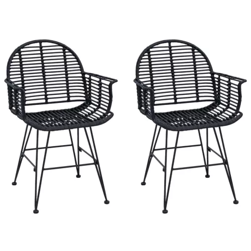  Étkezőszék 2 pcs Rattan és Vas Fekete 57 x 55 x 85 cm