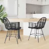  Étkezőszék 2 pcs Rattan és Vas Fekete 57 x 55 x 85 cm