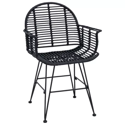  Étkezőszék 2 pcs Rattan és Vas Fekete 57 x 55 x 85 cm